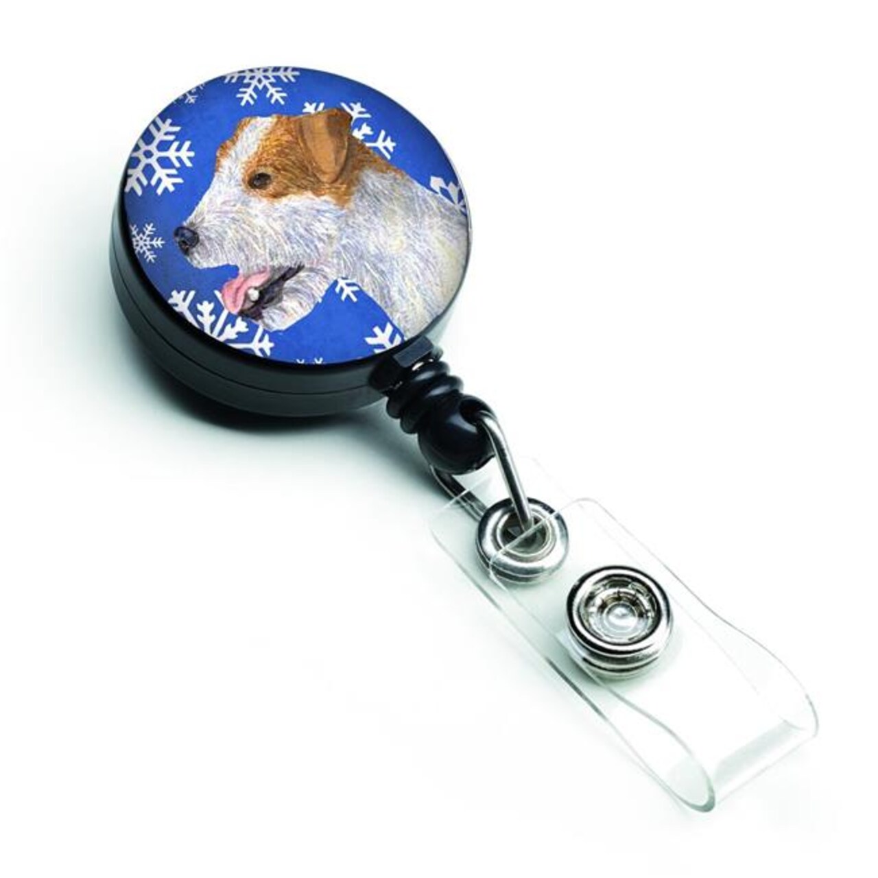 Carolines Treasures SS4642BR Jack Russell Terrier Winter Snowflakes Holiday Retractable Badge Reel